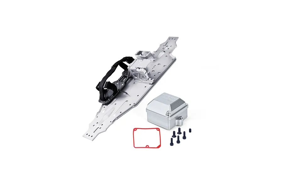 GPM 1/8 Aluminium Chassis Plate with Servo, Battery and Motor Mounts - Silver image 142812