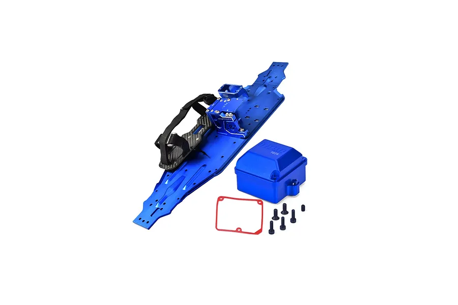 GPM 1/8 Aluminium Chassis Plate with Servo, Battery and Motor Mounts - Blue image 142813