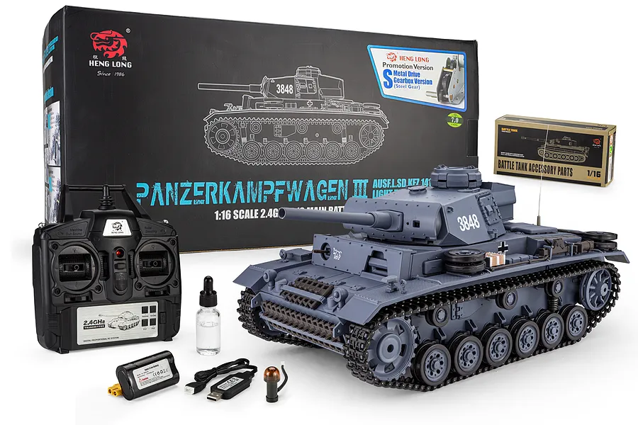 Heng Long German Panzer III Type L RC Tank Electric Tracked 1/16 Scale RTR image 142907