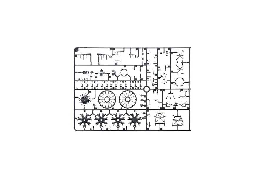 A grey plastic sprue containing various model aircraft engine and structural parts for an Italeri 1/32 Macchi MC.200 Saetta model kit.