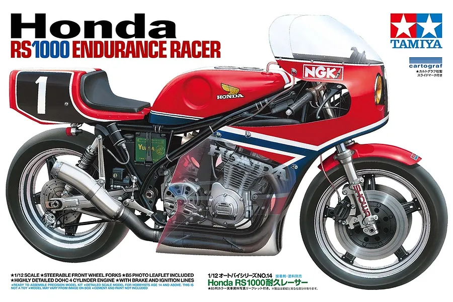 Tamiya 1/12 Honda RS1000 Endurance Motorcycle Racer Scaled Plastic Model Kit image 143096