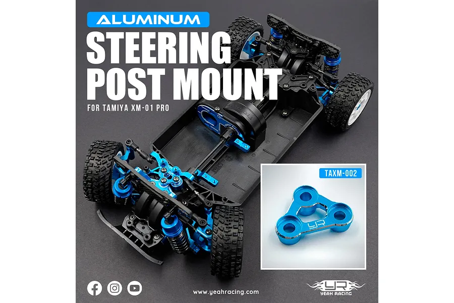 Yeah Racing Aluminium Steering Post Mount - Blue image 3