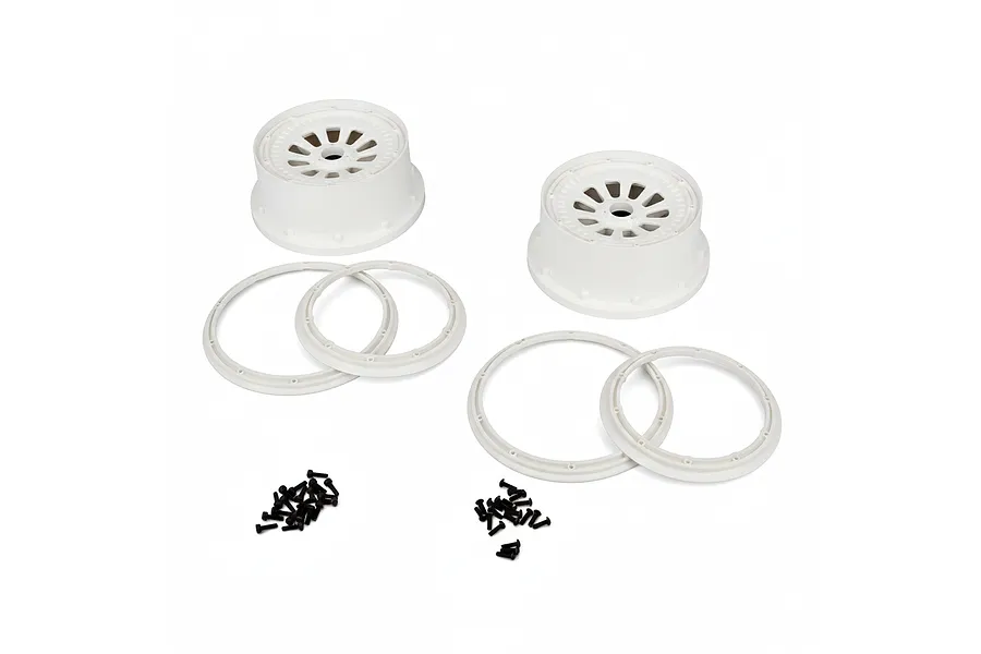 Losi 4.7/5.5&amp;quot; 5IVE-T White Rims &amp;amp; Beadlock Set 2Pcs image 143911