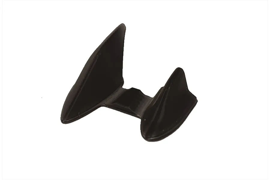 A black plastic dual roof antenna accessory for a 1/10 scale RC car body shell, shown against a white background.
