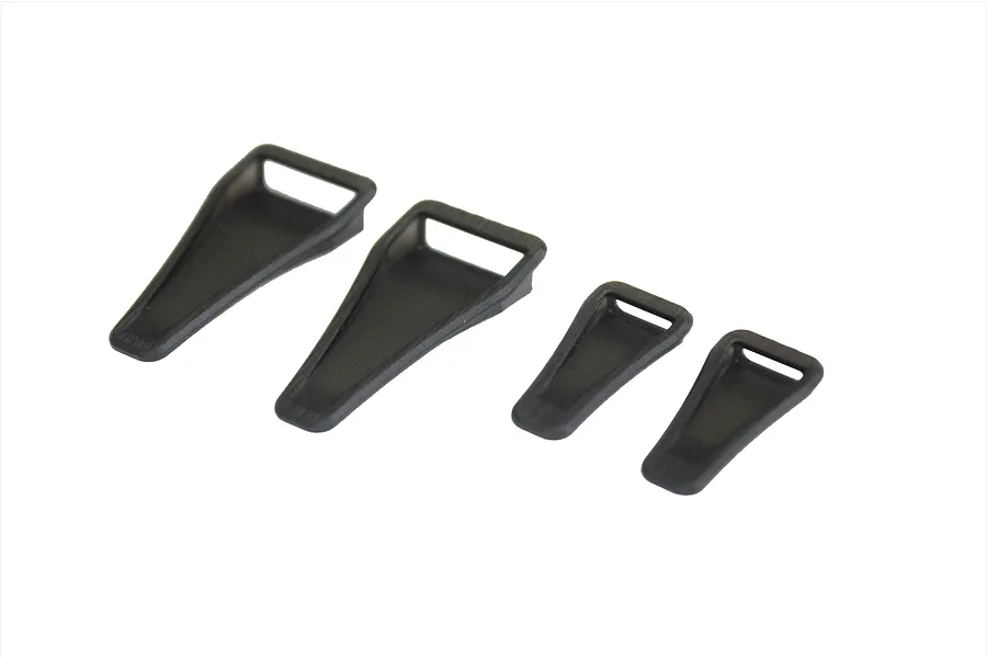 Four black NACA square hole duct accessories for 1/10 scale RC car bodies arranged on a white background.