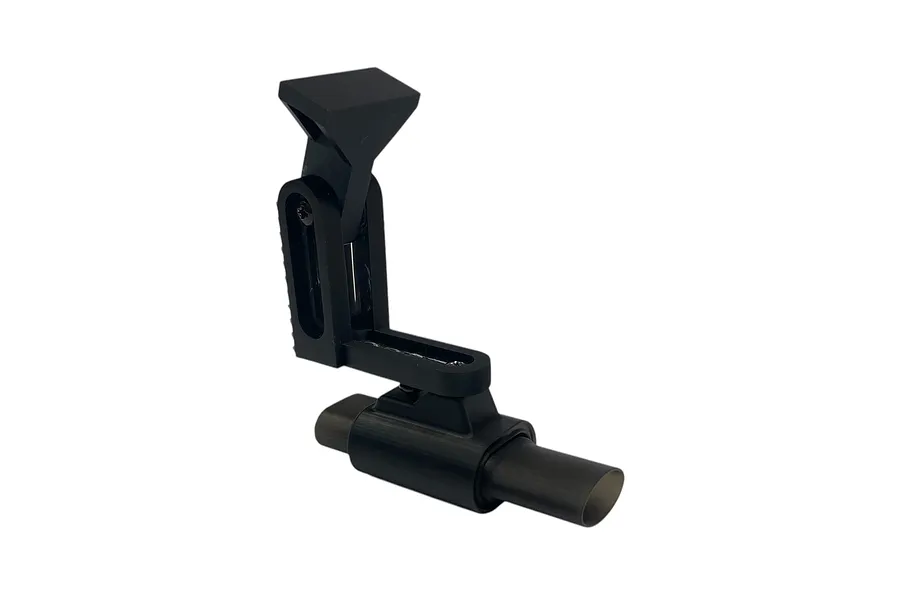 A black Pandora RC over muffler accessory with an adjustable mounting bracket, isolated on a white background.