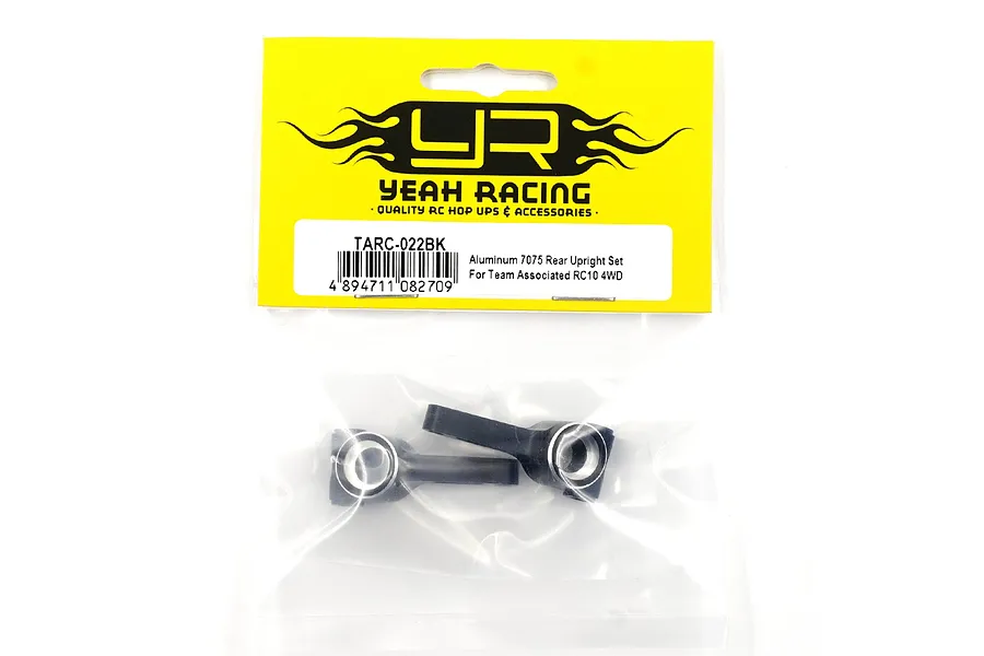 Yeah Racing TARC-022BK black aluminium rear hubs in original yellow and white retail packaging.