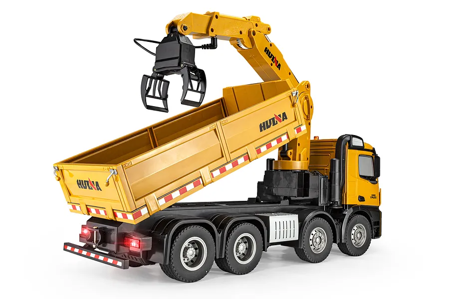 HuiNa 1538 RC Dump Truck Electric 4WD 1/14 Scale RTR with Crane - Yellow image 144508