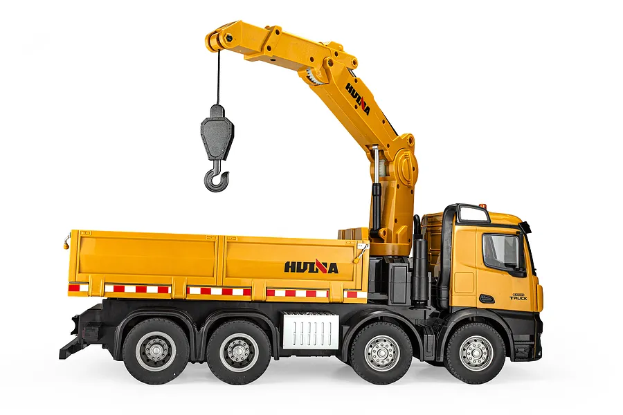 HuiNa 1538 RC Dump Truck Electric 4WD 1/14 Scale RTR with Crane - Yellow image 144509
