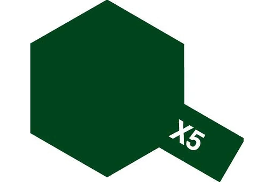 A graphic representation of a Tamiya paint swatch showing a dark green hexagon with the text X5 in white.