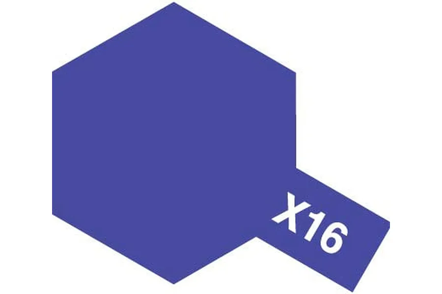 A purple hexagonal icon representing Tamiya X-16 paint, featuring the text X16 in white.