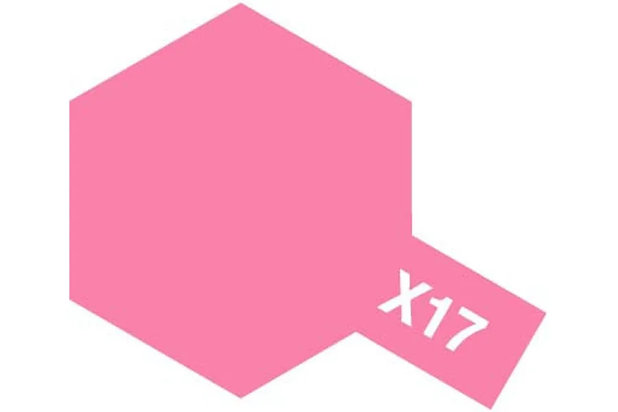 A graphic representation of the Tamiya X-17 Pink paint color, featuring a pink hexagon with the text X17 in white.