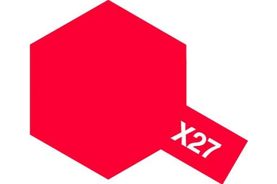 A graphic icon representing Tamiya X-27 Clear Red paint, featuring a red hexagon with the text X27 in white.