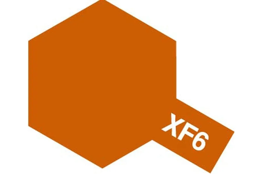 A Tamiya paint colour swatch icon for XF-6 Copper, featuring a copper-orange hexagon with a rectangular tab labeled XF6.
