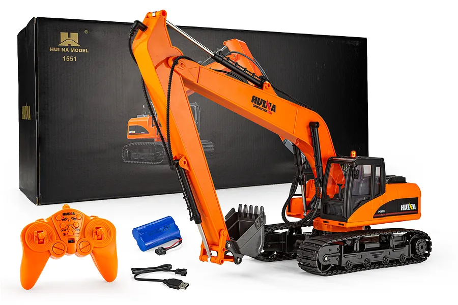 HuiNa 1551 Long Arm RC Excavator Electric Tracked 1/14 Scale RTR - Orange image 144635