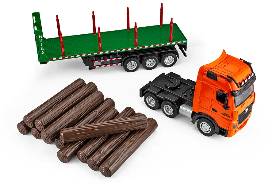 HuiNa 1313 RC Semi Truck Electric 4WD 1/18 Scale RTR - Orange/Green image 144647