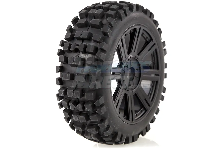 Louise 3.3&amp;quot; B-ulldoze Tyres on Black 8 Spoke Rims - Glued Wheels 2Pcs image 14473
