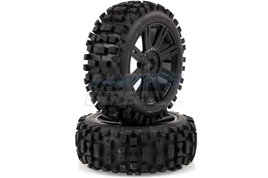 Louise 3.3&amp;quot; B-ulldoze Tyres on Black 8 Spoke Rims - Glued Wheels 2Pcs image 14475