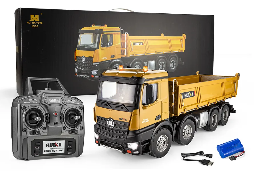 HuiNa 1536 RC Dump Truck Electric 4WD 1/14 Scale RTR - Yellow image 144744