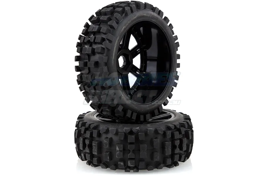Louise 3.3&amp;quot; B-ulldoze Tyres on Black 8 Spoke Rims - Glued Wheels 2Pcs image 14476