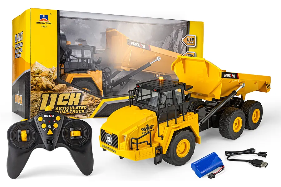 HuiNa 1553 RC Dump Truck Electric 4WD 1/16 Scale RTR - Yellow image 144769