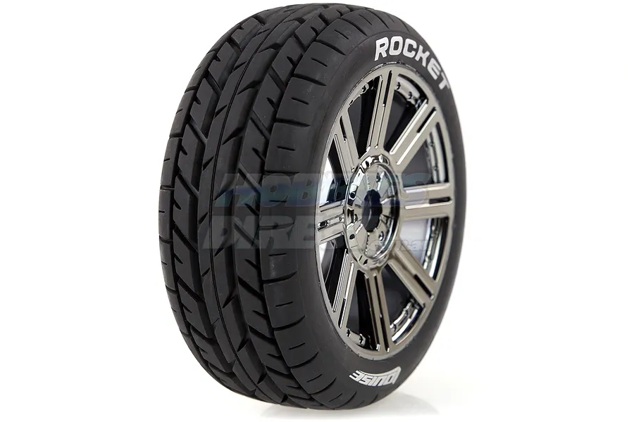 Louise 3.3&amp;quot; B-Rocket Tyres on Black Chrome 8 Spoke Rims - Glued Wheels 2Pcs image 14485