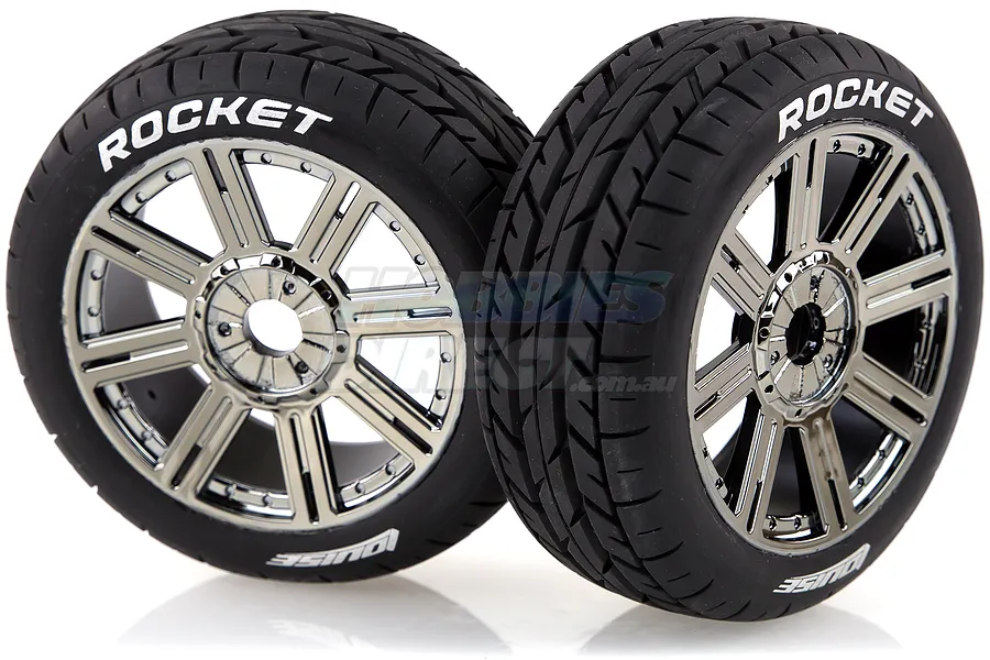 Louise 3.3&amp;quot; B-Rocket Tyres on Black Chrome 8 Spoke Rims - Glued Wheels 2Pcs image 14486