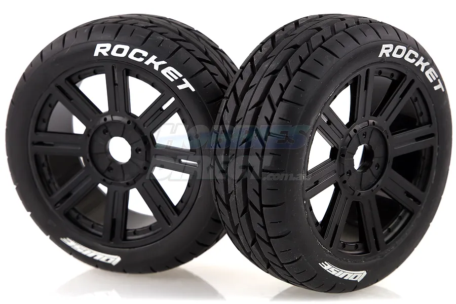 Louise 3.3&amp;quot; B-Rocket Tyres on Black 8 Spoke Rims - Glued Wheels 2Pcs image 14492
