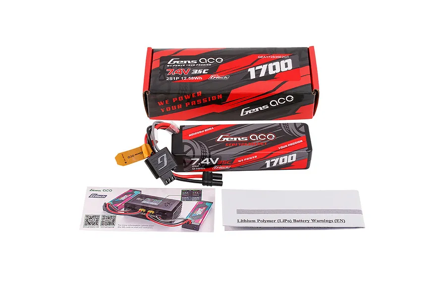 Gens Ace G-Tech 7.4V 1700mAh 35C 2S Hard Case LiPo Battery image 145083