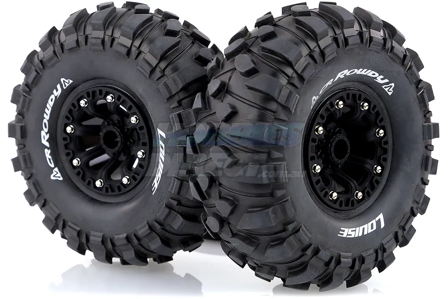 Louise 2.2&amp;quot; CR Rowdy Tyres on Black 8 Spoke Rims - Glued Wheels 2Pcs image 14546
