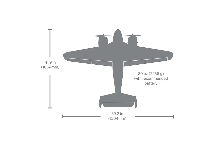 E-Flite RC Plane Beechcraft D18/RC-45J 1.5m Trainer BNF Basic with AS3X+ and Safe Select Technology image 145651