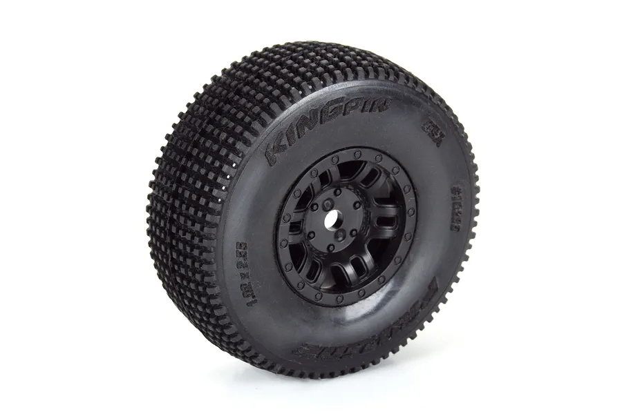 Pro-Line 1/16 King Pin Front &amp;amp; Rear Tyres on Black Split Six Rims - Glued Wheels 4Pcs image 3