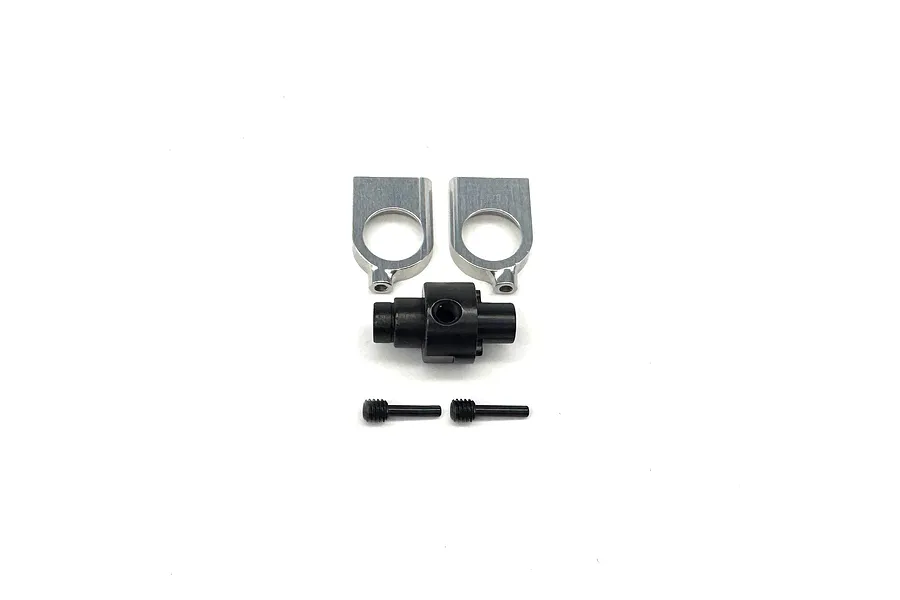 Reefs RC XP 4 Bolt Spool set including a black spool, two silver retainers, and two threaded pins on a white background.