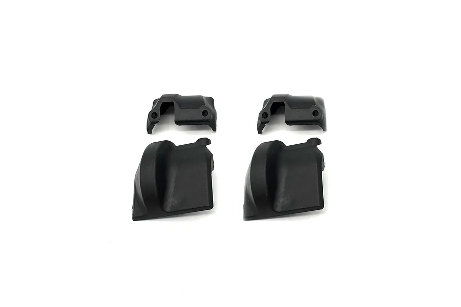 Two sets of black Reefs RC XP upper and lower spool covers arranged on a white background.