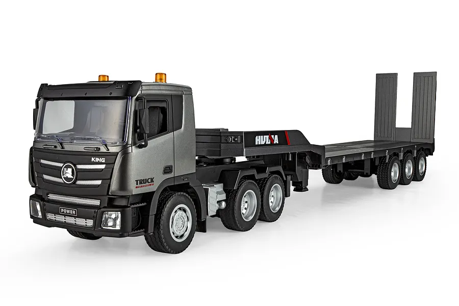 HuiNa 1318 RC Semi Truck Electric 4WD 1/24 Scale RTR with Flatbed Trailer - Silver image 146014