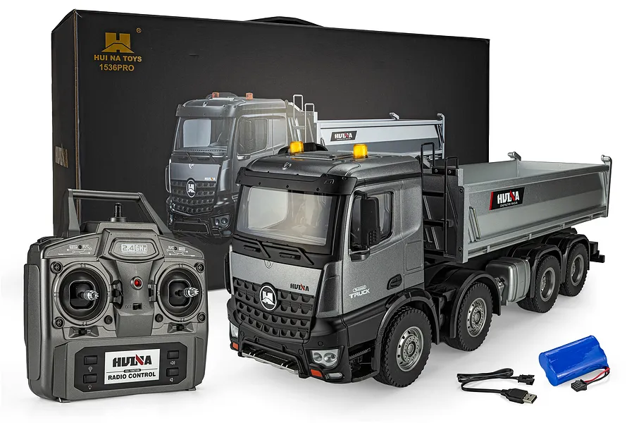 Huina 1536-Pro RC Dump Truck Electric 4WD 1/14 Scale RTR - Grey image 146211