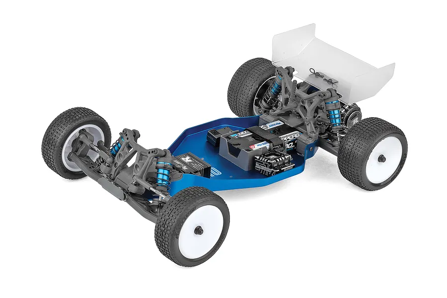 Team Associated RB10 1/10 scale 2WD electric RC buggy kit shown from a high-angle perspective against a white background.