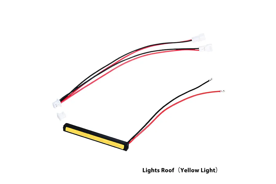 GPM Racing roof LED light bar with yellow lens, black housing, and wiring with white connectors.
