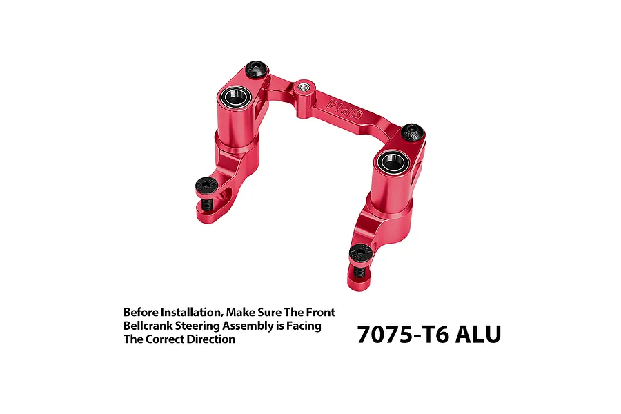GPM Aluminium Steering Bell Crank/Drag Link Assembly - Red image 1