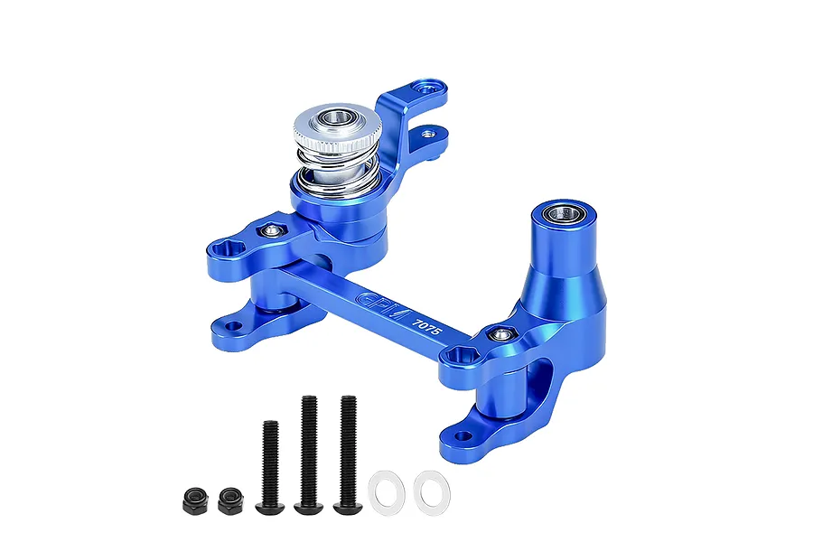 GPM Aluminium Steering Bell Crank/Drag Link Assembly w/ Servo Saver - Blue image 146928
