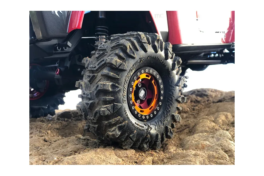 Boom Racing 1.9&amp;quot; AGGRESSOR GEKKO Red Rock Crawler Tyres with Rock Monster Green Foam Inserts 2Pcs image 147018
