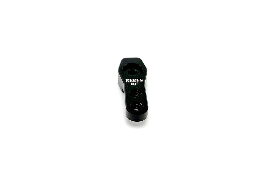 A black Reefs RC sub micro servo horn viewed from above against a white background.
