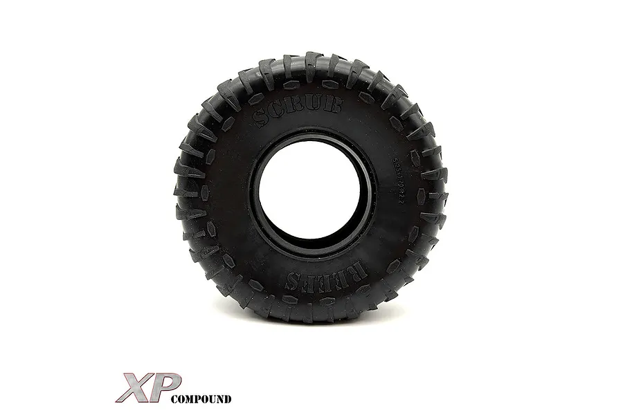 A single black Reefs RC 2.2 inch crawler tyre with aggressive tread pattern, shown against a white background with XP Compound text in the corner.