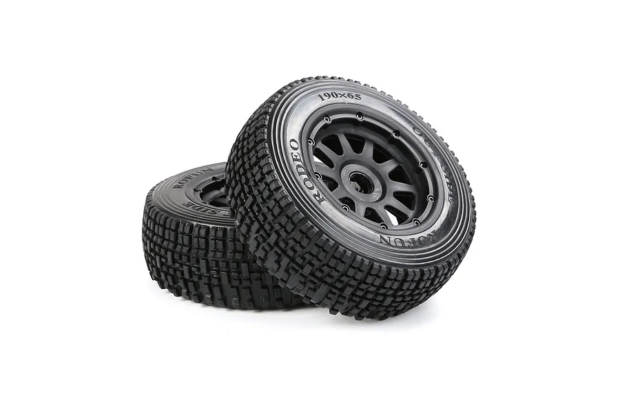 Rovan 1/5 5SC Front Tyres on Black Rims - Beadlock Wheels 2Pcs image 7
