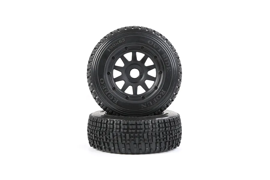 Rovan 1/5 5SC Front Tyres on Black Rims - Beadlock Wheels 2Pcs image 8