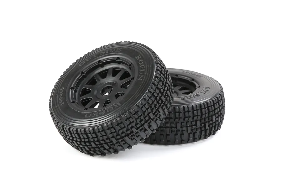 Rovan 1/5 5SC Front Tyres on Black Rims - Beadlock Wheels 2Pcs image 3