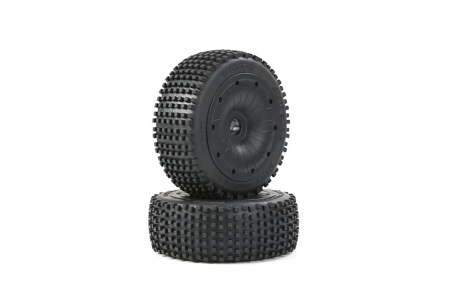 Rovan 1/5 Dirt Buster Tyres on Black Closed Rims - Beadlock Wheels 2Pcs image 1