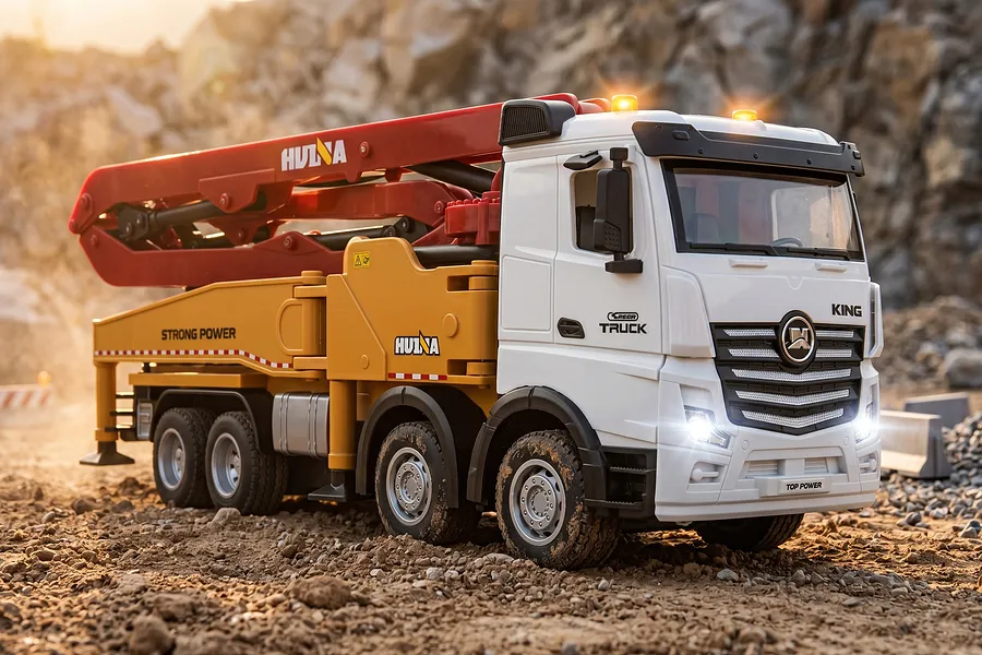 HuiNa 1381 RC Concrete Pump Truck Electric 4WD 1/18 Scale RTR - Red/Yellow image 148066