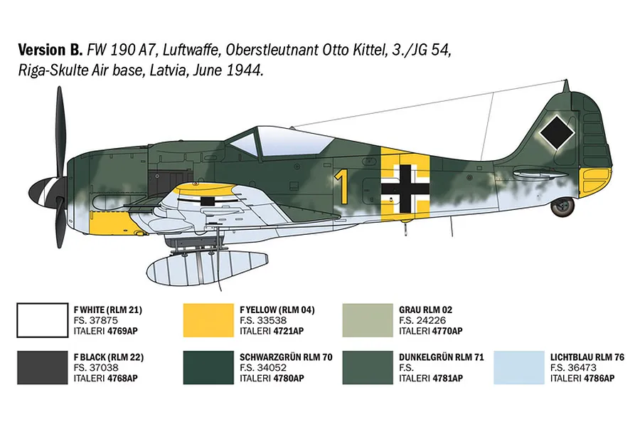 Italeri 1/72 Focke-Wulf FW 190 A-7/A8 Aces Fighter Scaled Plastic Model Kit image 4