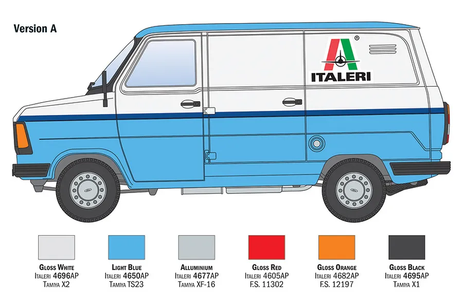 Italeri 1/24 Ford Transit &amp;quot;Italeri&amp;quot; Van Scaled Plastic Model Kit image 7